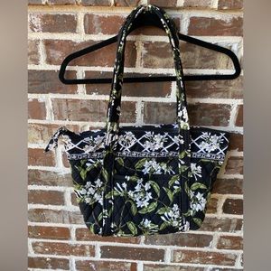 Vera Bradley Black White & Green Jasmine Print Tote Retired!